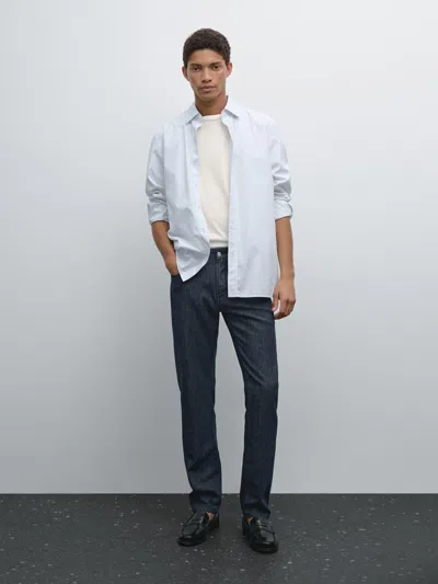 Massimo Dutti Lightweight Tapered Fit Jeans In Blue