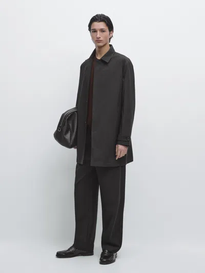 Massimo Dutti Lightweight Technical Fabric Parka In Blue