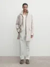 Massimo Dutti Chinohose Aus Baumwolle Und Leinen Im Tapered-fit In Gebrochen Weiss