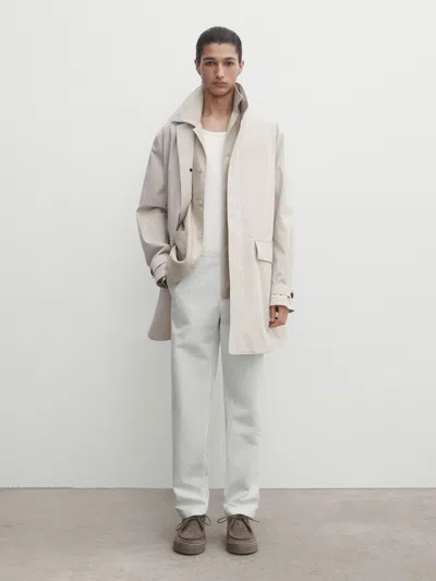 Massimo Dutti Chinohose Aus Baumwolle Und Leinen Im Tapered-fit In Gebrochen Weiss