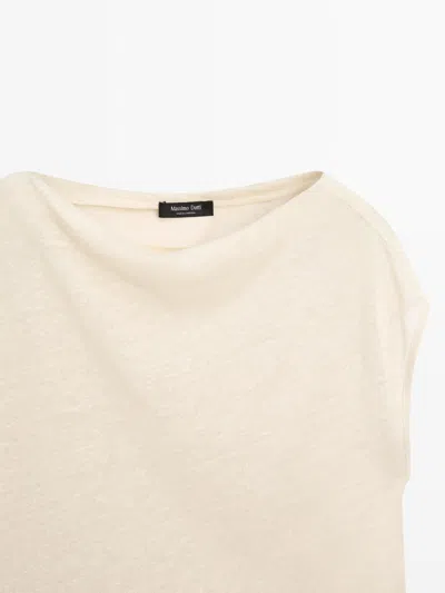Massimo Dutti Linen Blend Asymmetric Cropped Cape In White