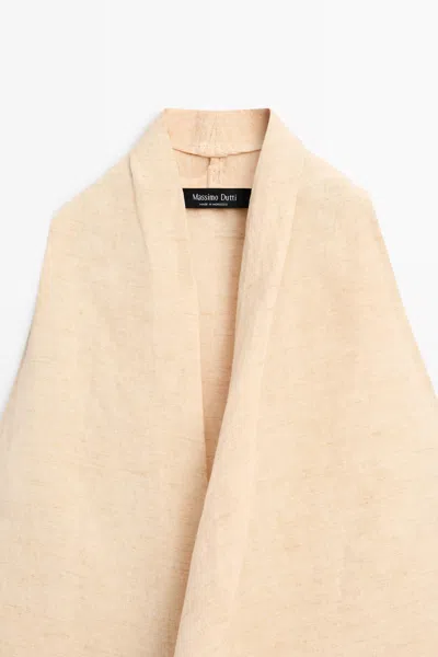 Massimo Dutti Linen Blend Draped Halter Top In Neutral