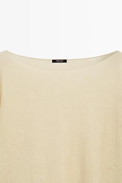 Massimo Dutti Linen Blend Flowing Cape In Yellow
