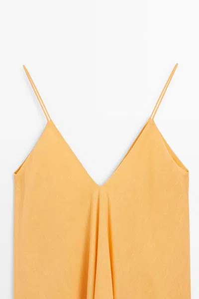 Massimo Dutti Linen Blend Flowing V In Yellow