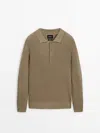 MASSIMO DUTTI LINEN BLEND KNIT POLO SWEATER LIMITED EDITION