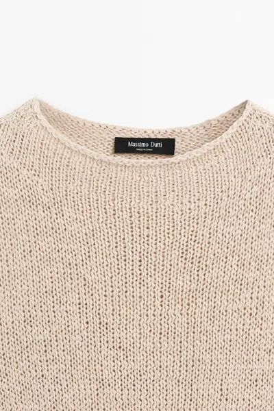 Massimo Dutti Linen Blend Knit Top In Neutral