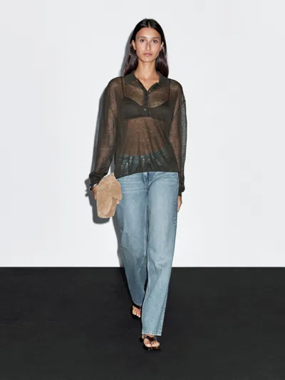 Massimo Dutti Linen Blend Semi In Black