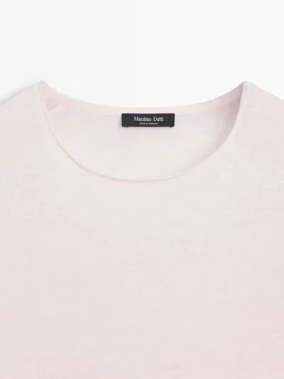 Massimo Dutti Linen Blend T In Pink