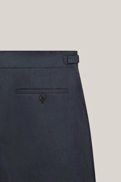 Massimo Dutti Linen Darted Bermuda Shorts In Blue