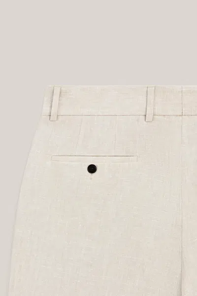 Massimo Dutti Linen Darted Bermuda Shorts In Neutral