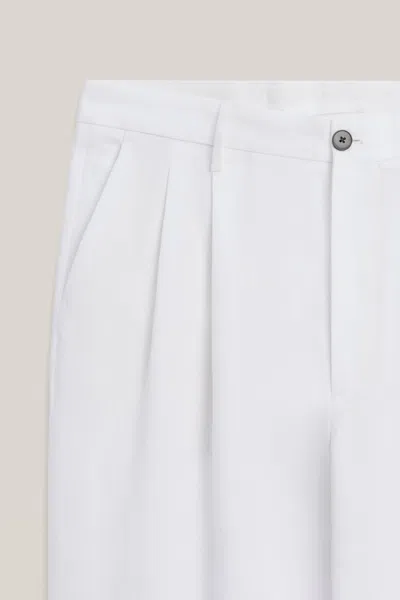 Massimo Dutti Linen Double Dart Detail Pants In White