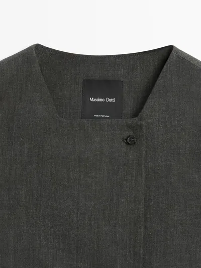 Massimo Dutti Linen Melange Double In Black
