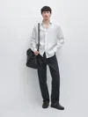 Massimo Dutti Linen Striped Shirt In Red
