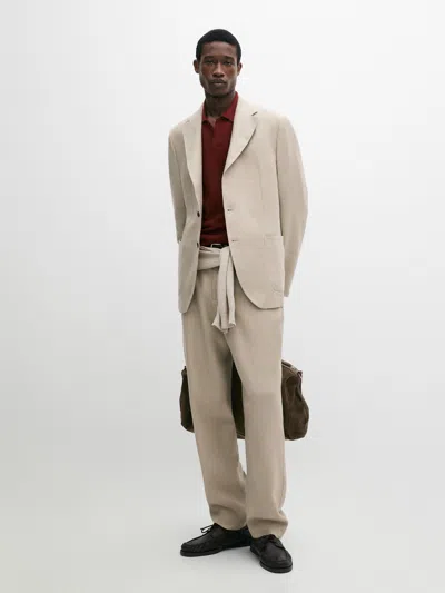 Massimo Dutti Linen Suit Blazer In Neutral