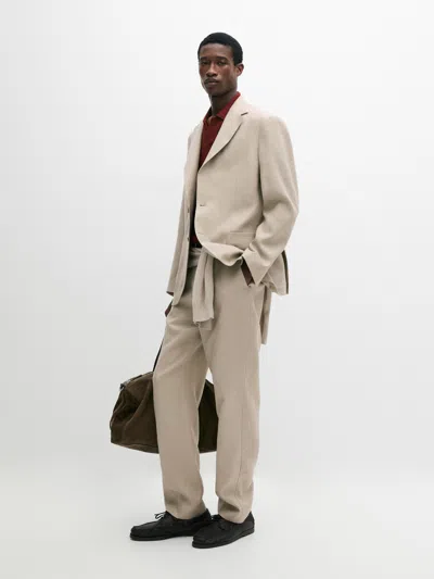 Massimo Dutti Pantalon De Costume En Lin In Neutral