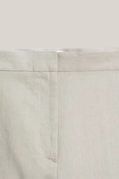 Massimo Dutti Linen Suit Pants With Waist Detail In Gray
