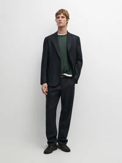 Massimo Dutti Linen Suit Trousers In Multi