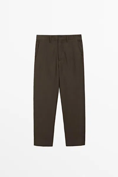 Massimo Dutti Pantalón Traje Lino In Brown