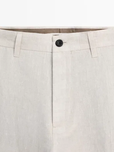Massimo Dutti Linen Suit Trousers In White
