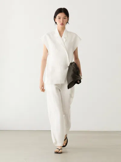 Massimo Dutti Linen Waistcoat With Buttons In Multi