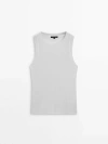 Massimo Dutti Sleeveless Open-knit Top In Gebrochen Weiss