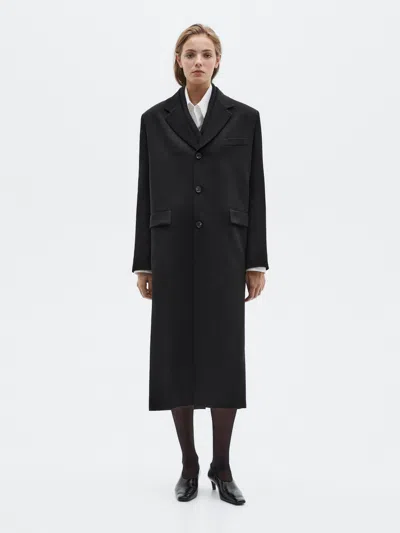 Massimo Dutti Long 100% Wool Coat In Multi