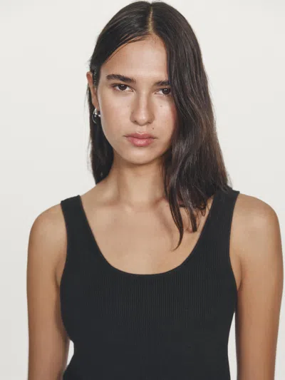 Massimo Dutti Long Contrast Dress In Multi