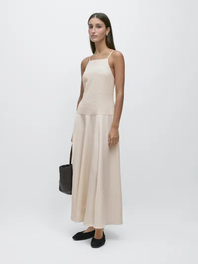 Massimo Dutti Long Contrast Dress In White