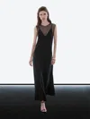Massimo Dutti Long Dress With Sheer Detail In Black