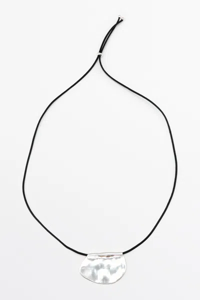 Massimo Dutti Long Dumpling Pendant Necklace In Silver