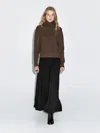Massimo Dutti Long Flared Skirt With Button Details In Black