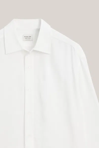 Massimo Dutti Long Flowing 100% Cotton Shirt In White