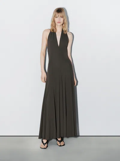 Massimo Dutti Long Flowing Halter In Black