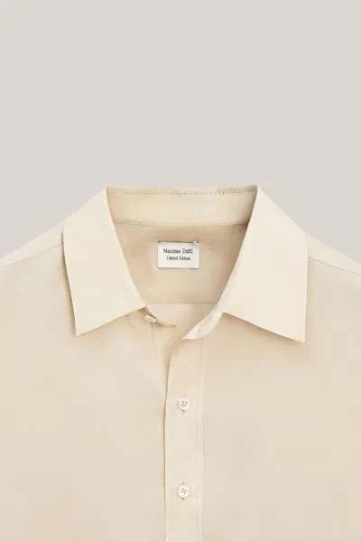 Massimo Dutti Long Flowing Oversize Shirt In Neutral