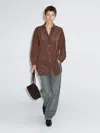 Massimo Dutti Long Flowing Shirt In Brown