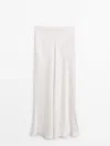 Massimo Dutti Long Flowing Skirt In Cream