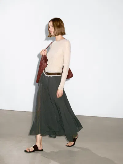 Massimo Dutti Long Flowing Skirt With Ruffles In Multi