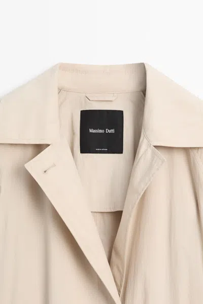 Massimo Dutti Long Flowing Trench Coat In Neutral