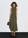 Massimo Dutti Long Halter Dress In Green