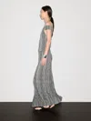 Massimo Dutti Long Knit Skirt With Striped Detail In Gray