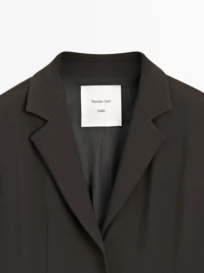 Massimo Dutti Long Lightweight Coat In Brown