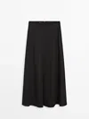 Massimo Dutti Long Linen Skirt In Black