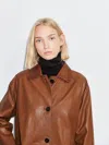Massimo Dutti Long Nappa Leather Coat In Brown
