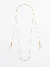 Massimo Dutti Long Necklace With Zirconia Detail In Golden