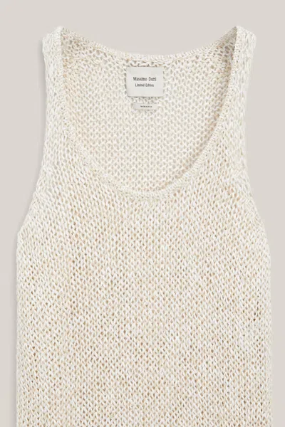 Massimo Dutti Long Openwork Knit Top In White