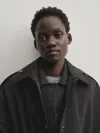 Massimo Dutti Langer Parka Mit Wattiertem Innenfutter Und Verstellbarem Bund In Schwarz