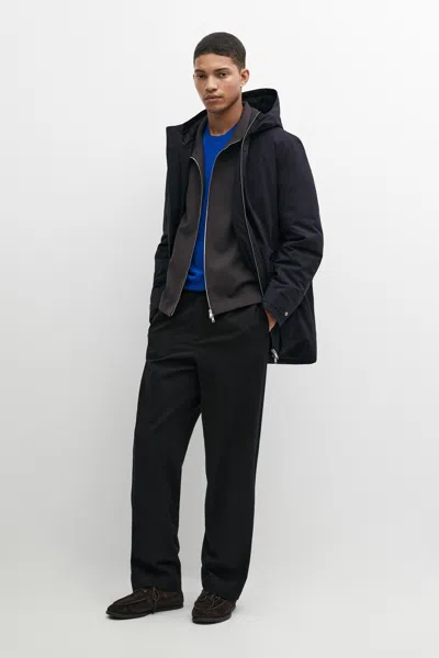 Massimo Dutti Long Quilted Hooded Parka In Black