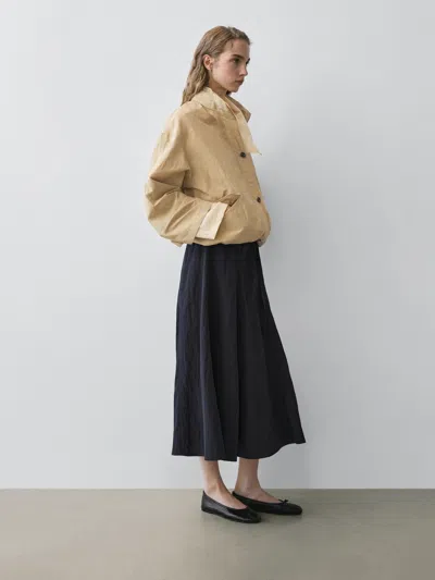 Massimo Dutti Langer Rock Mit Gürteldetail In Black