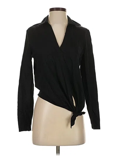 Pre-owned Massimo Dutti Long Sleeve Blouse In Black
