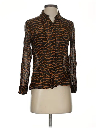 Pre-owned Massimo Dutti Long Sleeve Blouse In Black